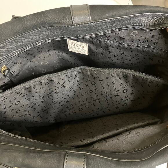 Filson Black Leather Travel Tote Bag - Picture 7 of 13